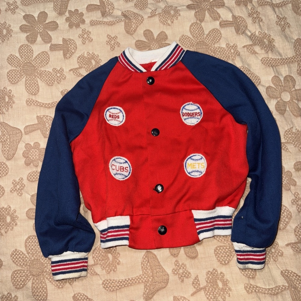 Vintage Child Major League Baseball MLB Jacket ,reds , Cubs,Mets,‎ Dodgers